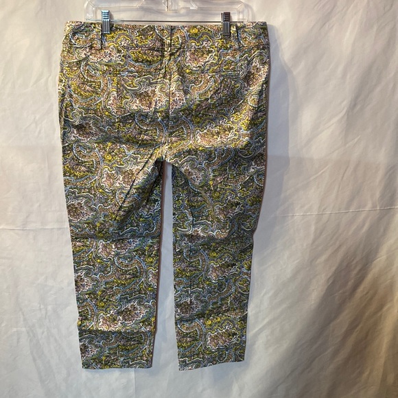 Ann Taylor Paisley Straight Leg Crop Pants 12 - Picture 2 of 6